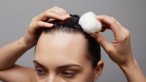 A person applying onion juice to their scalp.-aloukika